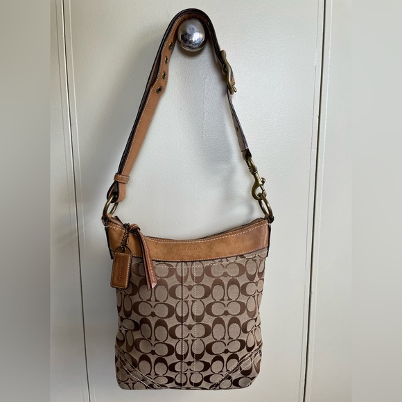 Vintage Coach 10403 Brown Tan Signature Shoulder/Crossbody Bag - Picture 1 of 12